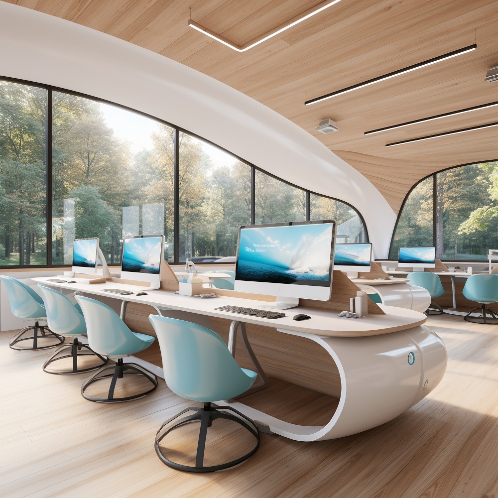 Modern commercial office interior with open workspace